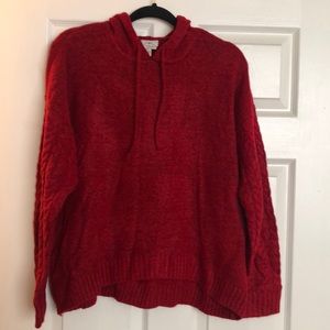 Never worn St John’s Bay hooded sweater, size large, red